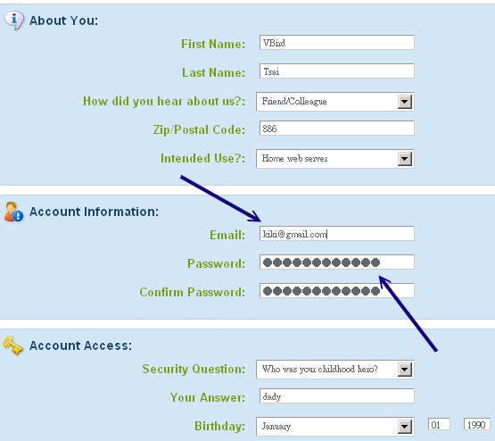 no-ip 網站的註冊：新帳號建立所需填寫資料